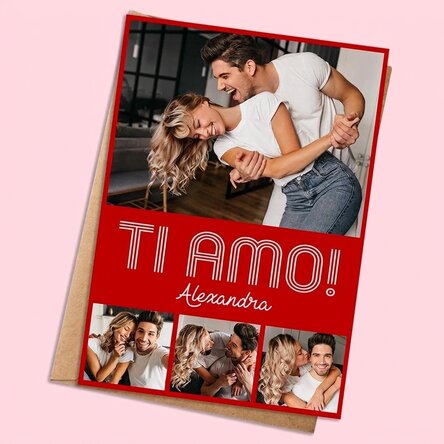 Biglietto personalizzato con 4 foto e testo - Modern love