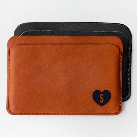 Portafoglio in pelle personalizzato con l'iniziale - Cuore