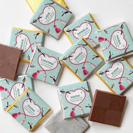 Set di 10 mini cioccolatini personalizzati con scritta - Primavera