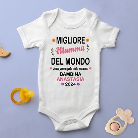 Body personalizzato per bambini con messaggio - Festa della Mamma