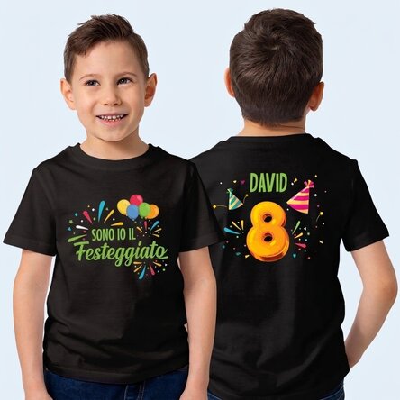 Maglietta in cotone personalizzata per bambina – fronte e retro – per il compleanno
