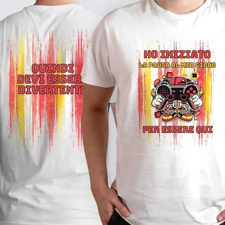 Maglietta in cotone personalizzata con scritta su entrambi i lati - Gamer