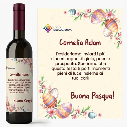Vino personalizzato con logo e messaggio - Uova di Pasqua