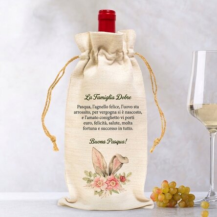 Sacchetto personalizzato per bottiglia di vino - Coniglietto pasquale
