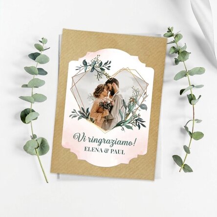 Biglietto personalizzato con foto e testo per il matrimonio - Cuore
