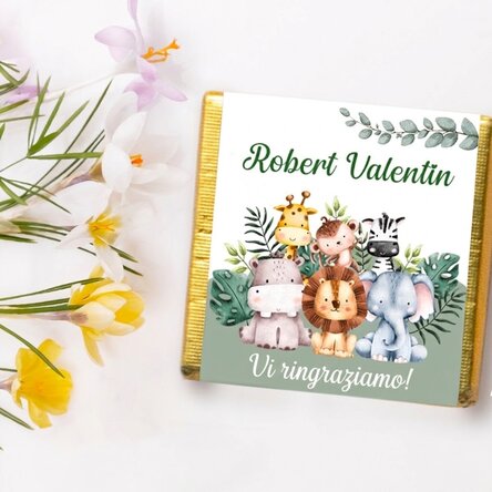 Mini cioccolatino personalizzato per il battesimo - Animalietti