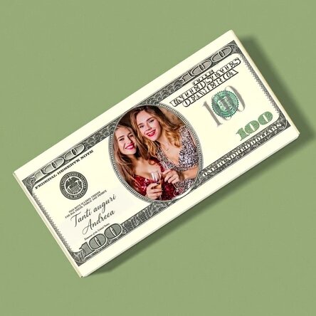 Cioccolato personalizzato con foto e messaggio - Dollari