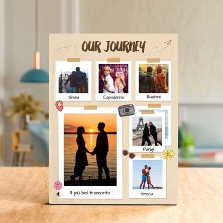 Cornice da scrivania personalizzata con 6 foto e un messaggio