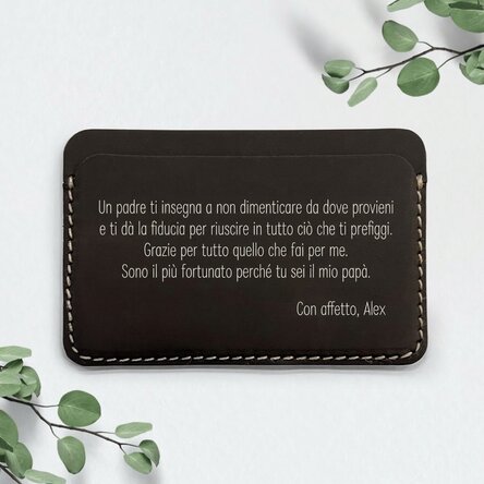 Portafoglio in pelle personalizzato a colori con messaggio