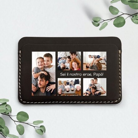 Portafoglio in pelle personalizzato a colori con messaggio e 5 foto
