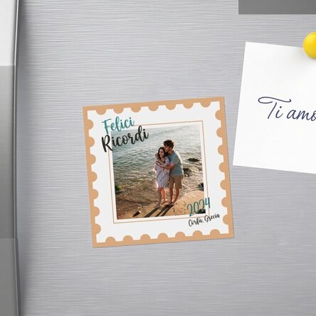 Magnete 10x10 personalizzato con una foto e un testo - Happy Memories