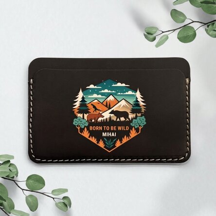 Portafoglio in pelle personalizzato a colori con scritta - Wild