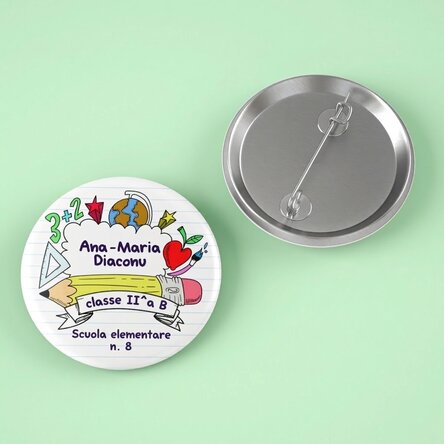 Spilla personalizzata con nome e testo - School time