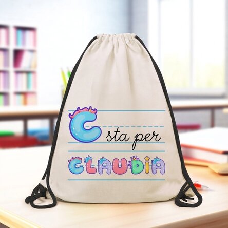 Zaino personalizzato con nome e messaggio - Modello unicorno