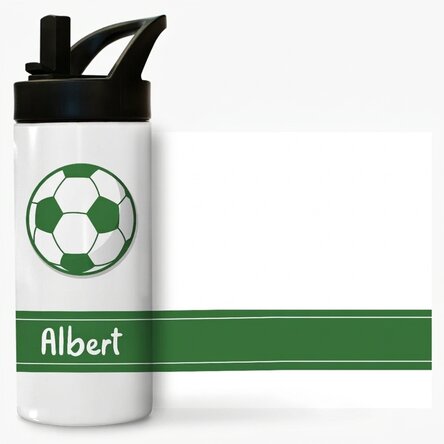 Tazza termica con manico e cannuccia personalizzata con nome - Calcio