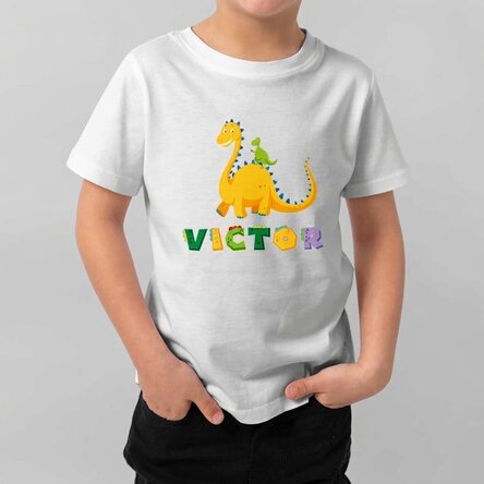 Maglietta in cotone per bambini personalizzata con scritta - Dino