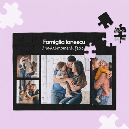 Puzzle personalizzato con 4 foto e testo