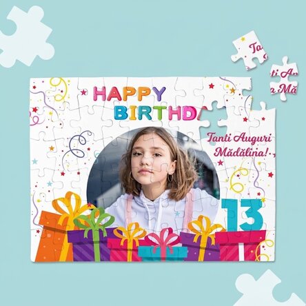 Puzzle personalizzato con una foto e un messaggio - Buon compleanno