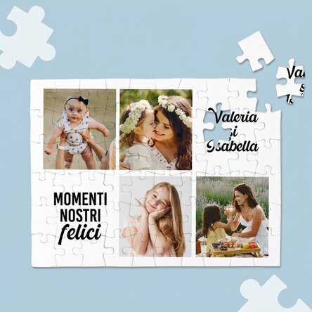 Puzzle personalizzato con 4 foto e testo - Momenti