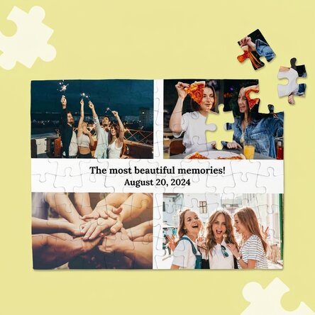 Puzzle personalizzato con 4 foto e testo - I ricordi più belli