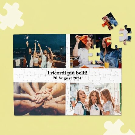 Puzzle personalizzato con 4 foto e testo - I ricordi più belli