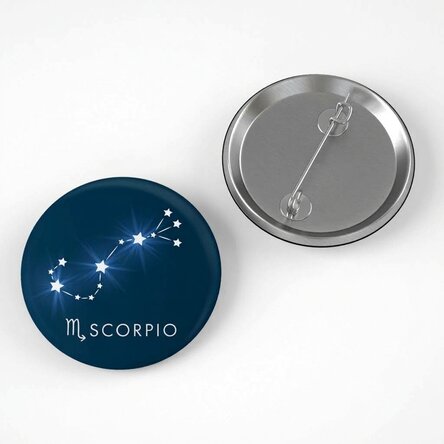 Personalised badge with name - Scorpio zodiac sign