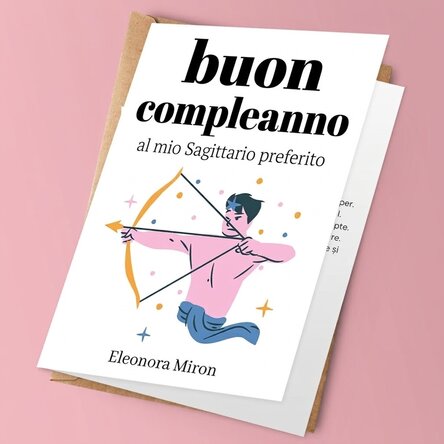 Biglietto di auguri personalizzato con testo - Segno zodiacale del Sagittario