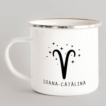 Tazza in metallo smaltato personalizzata con messaggio - Segno zodiacale