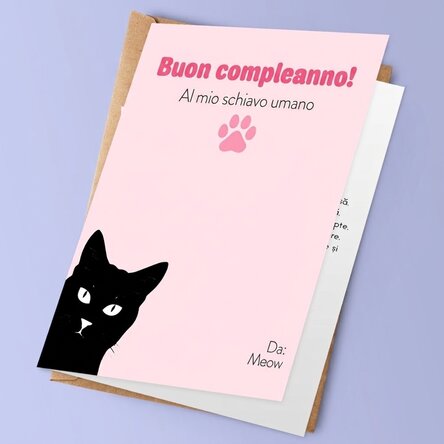 Biglietto di auguri personalizzato con testo - Lettera da Meow