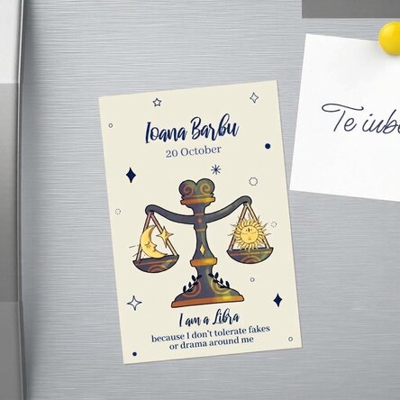 10x15 cm magnet personalised with text - Libra zodiac sign