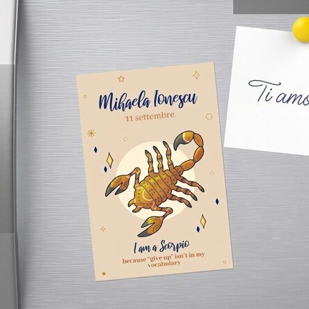 Magnete personalizzato 10x15 cm con testo - Segno zodiacale dello Scorpione