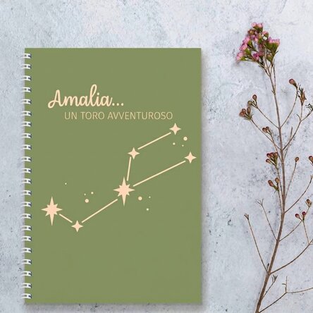 Quaderno personalizzato con scritta - Segno zodiacale Toro