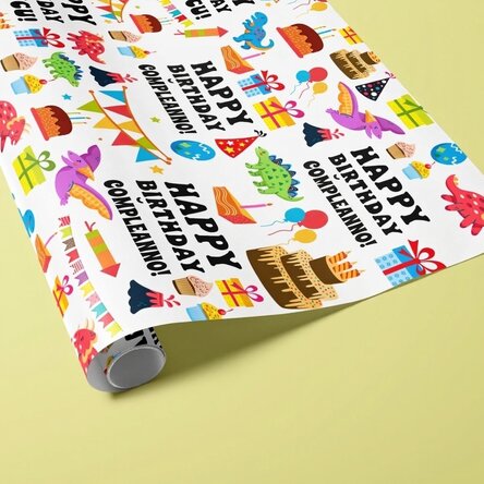 Carta da regalo personalizzata con testo - La festa dei dinosauri