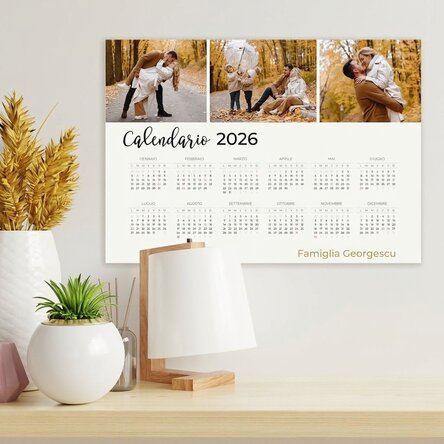 Poster calendario personalizzato con 3 foto e un messaggio