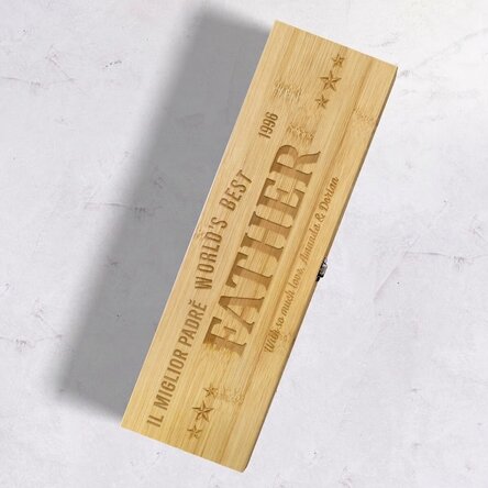 Scatola per vino in bambù con accessori, personalizzata con un messaggio - The best