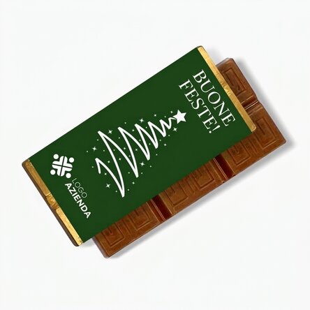 Mini tavoletta di cioccolato personalizzata con logo e messaggio - Buone feste