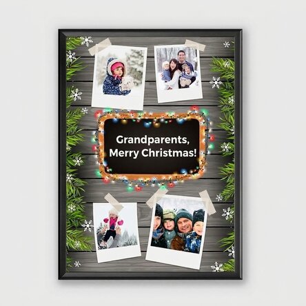 Quadro personalizzato con 4 foto e testo - modello natalizio