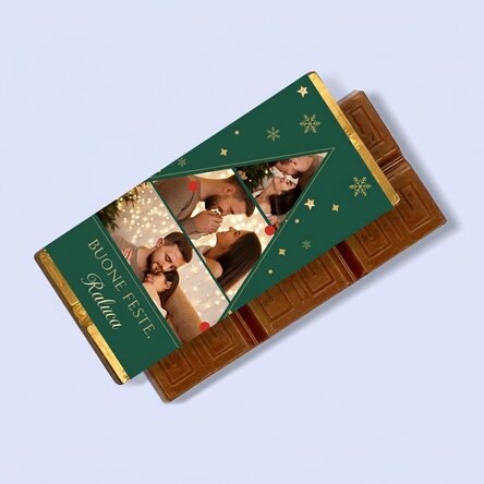 Mini tavoletta di cioccolato personalizzata con 3 foto e un messaggio - Albero di Natale