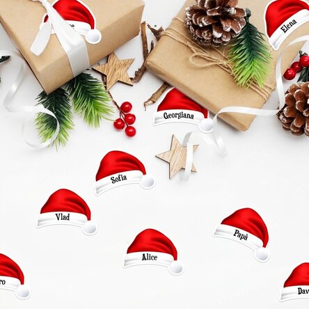 Set di 12 adesivi (etichette autoadesive) personalizzati con nome - Babbo Natale