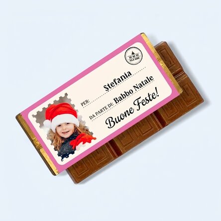 Mini tavoletta di cioccolato personalizzata con una foto e un messaggio - Con affetto, Babbo Natale
