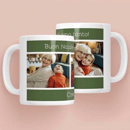 Tazza personalizzata con testo e 3 foto - Buon Natale!