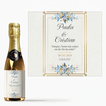 Mini bottiglia di spumante personalizzata con dedica - Grazie