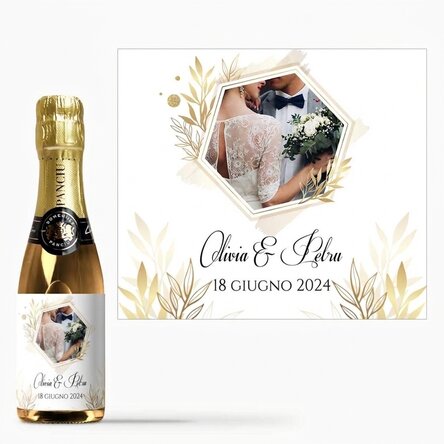 Mini bottiglia di spumante personalizzata con una foto e una dedica - Momento speciale