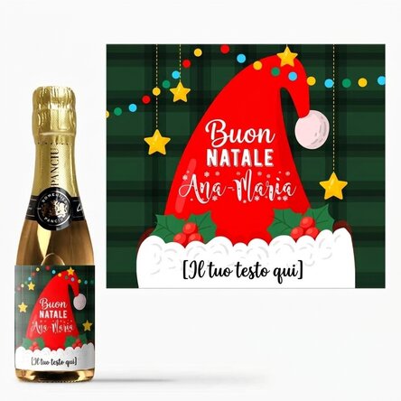 Mini bottiglia di spumante personalizzata con scritta - Babbo Natale