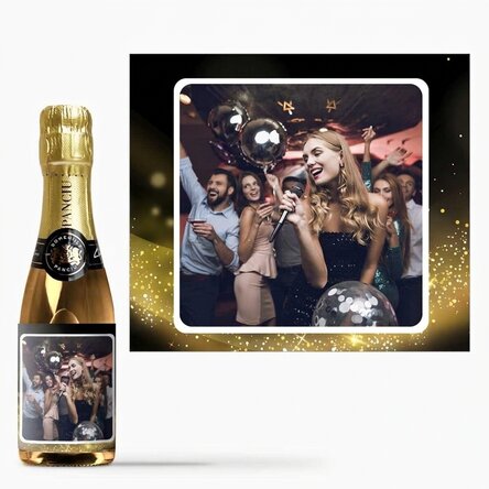 Mini bottiglia di spumante personalizzata con una foto - Oro