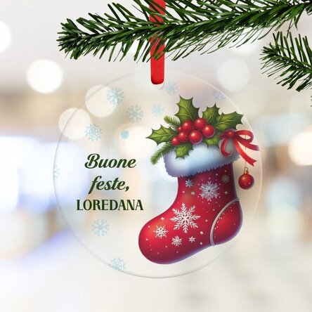 Ciondolo rotondo personalizzato con messaggio - Buone feste