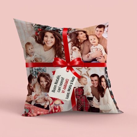 Cuscino personalizzato con 4 foto e un messaggio - Il regalo perfetto
