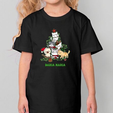 Maglietta in cotone per bambini personalizzata con scritta - Catmas tree