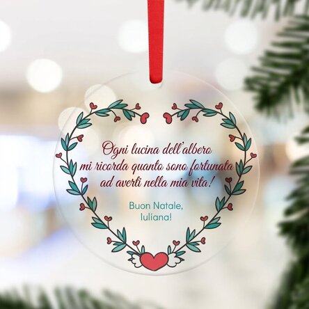 Decorazione rotonda personalizzata con messaggio - Buon Natale!