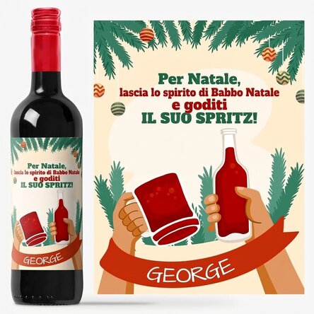 Vino personalizzato con messaggio - Lo spirito di Babbo Natale
